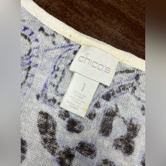 Chico’s Animal Paisley Ashton linen/cotton Cardigan sz 1 (medium) - Picture 3 of 12